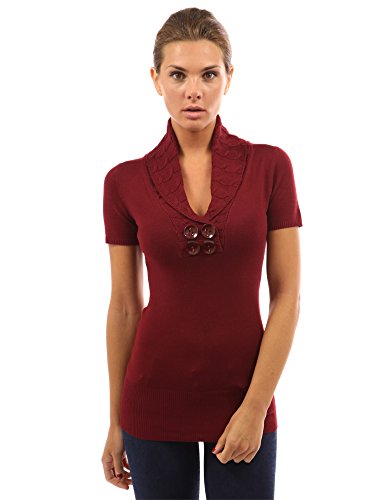 PattyBoutik Women's V Neck Short Sleeve Knit Jumper Tunic Top