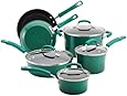 Rachael Ray Porcelain Enamel II Nonstick 10-Piece Cookware Set, Fennel Gradient