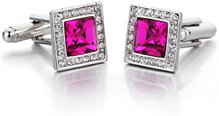 Gewei Jewelry Crystal Shirt Cufflinks for Mens 1126 (Red)