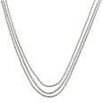 Rhodium Plated 925 Sterling Silver Triple Row Coreana Chain Necklace