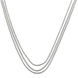 Rhodium Plated 925 Sterling Silver Triple Row Coreana Chain Necklace