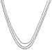 Rhodium Plated 925 Sterling Silver Triple Row Coreana Chain Necklace