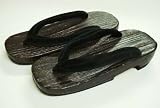 Geta Japanese Wooden Sandals with Black Straps #M7