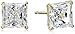 Jewelili 10K Yellow Gold Stud Earrings set with Princess Cut Cubic Zirconia (2 cttw)