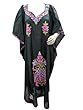 Caftan Black Floral Embroidered Kaftan Dresses for Womens Free Size