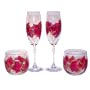 ArtisanStreet's Ruby 40th Anniversary Set of 2 Champagne Glasses & 2 Large Candle Holders, Signed.