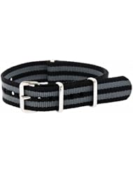 16mm Nato Band Strap [ Black Gray ] for mid size Timex Weekender