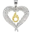 10K Gold Sterling Silver Angel Wing Heart Mother and Child Pendant by Janel Russell