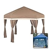 Bungalow by E-Z UP Preferred Series Pavilions, Color: Luxe (Cocoa w/Linen Accents), Sidewalls: Insect Screen Sidewalls, Size/Shape: 16' Sides - Hexagon