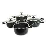 Berndes 011200 Alu-Specials Aluminium Kochtopfset 4-teilig antihaft bestehend aus: Kochtopf mit Glasdeckel 16, 20, 24 cm, Stieltopf 18 cm