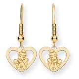 14k Disney Cinderella Heart Dangle Wire Earrings - JewelryWeb