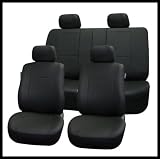 Universal Car Seat Cover Full Set Lether Airbags Ready and Rear Seat Split Pu-002 Black 114