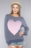 Wildfox The Big Pink Heart Baggy Beach Jumper in Midnight hood ,Sweatshirts for Women