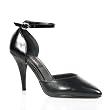 4 Inch Womens Evening Shoes High Heel D'Orsay Pump Shoes Ankle Strap Black Leather