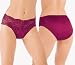 Women's full coverage solid panty with lace RED M