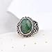 YAZILIND Vintage Antique Oval Cut Green Jasper Retro Silver Plated Ring Women
