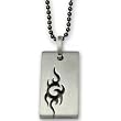 Stainless Steel Laser Cut Tribal Flaming Sun Pendant on 24 inch Black Ball Chain