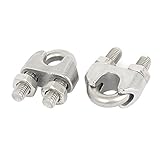 uxcell　ワイヤーロープクリップ　Uボルト　ケーブルクランプ　7mmスレッド径　シルバートーン　2個