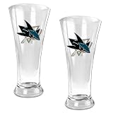 San Jose Sharks 2pc 19oz Pilsner Glass Set - Primary Logo NHL Hockey