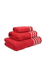 Flor De Algodón Set Toalla 3 Uds. 400 gr Rojo 30X50+50X100+100X150 cm