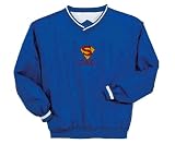 Custom embroidered Super Dad design on center front of nylon windshirt