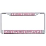 Michigan Wolverines Pink Chrome License Plate Frame
