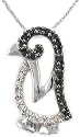 Sterling Silver 1/7 cttw Black and White Diamond Penguin Pendant