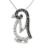 Sterling Silver 1/7 cttw Black and White Diamond Penguin Pendant
