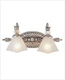 2 Light Bath Bar - Sterling Silver Finish : Seeded Ribbed Glass