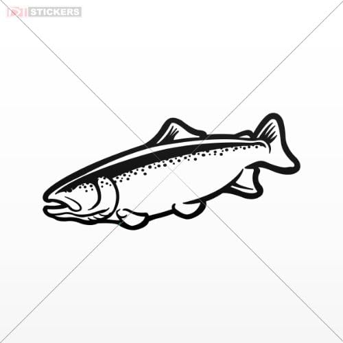 Sticker Vinyl Decals Trout Car Window Wall Art Decor Doors Helmet Truck Motorcycle Note Book Mobile Laptop Glass Size: 4 X 1.8 Inches Black
