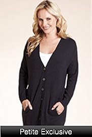 Petite V Neck Boyfriend Cardigan with Wool