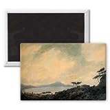 Bay of Naples from Capodimonte, 1790 (w/c.. - 3x2 inch Fridge Magnet - large magnetic button - Magnet