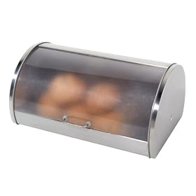 Stainless Steel Bread Box with Frosted Plexi Roll Top by Oggi