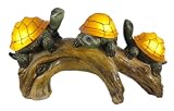 3 Turtles On Log Solar Powered Light Garden Statue