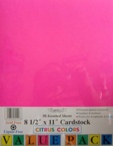 The Write Stock 11" x 8.5" Cardstock Value Pack 50 Sheets Assorted Citrus Colors