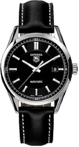 Men's Carrera Diamond Automatic Black Dial Black Genuine Leather