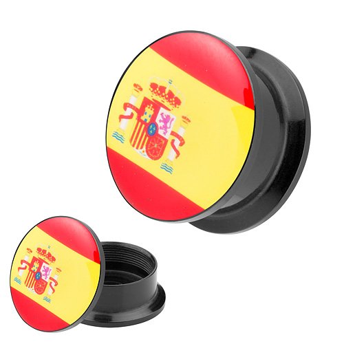 Taffstyle® Fanartikel Flesh Tunnel Schraub Picture Ohr Plug mit Fussball Weltmeisterschaft 2014 WM & EM Länder Style Motiv – Spanien / 16mm