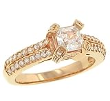 2 Row Pave Set Diamond Engagement Ring .38cttw (cz ctr