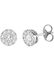 14K White Gold Round Diamond Cluster Stud Earrings (0.75 carat, H-I Color, SI2-I1 Clarity)