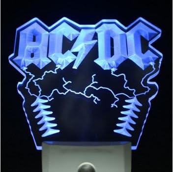 AC/DC Rock n Roll Bar Day/ Night Sensor Led Night Light Sign (Blue Color)