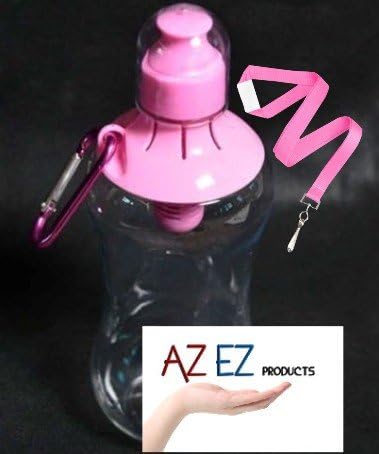 Pink Water Bottle with Filter , Carabiner Clip and Lanyard. 18.5 Oz / 550 ML - Each Bottle Is Like Getting 300 Bottles of Clean Filtered Water - FDA Approved and BPA Free - NSF Certified: Stylish Pink Water Bottle - Great for Car, Gym, Workouts, Walking, Biking , Sports Work or Home. (Pink)