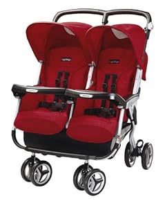 Peg-Perego Aria Twin 60/40 Stroller, Geranium