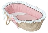 Hoohobbers Personalized Moses Basket Personalized Moses Basket in Pink Swirl Customize: Yes, Personalization: Embroidered - Two Words, Size: Baby