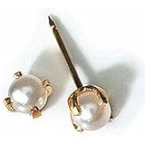 INVERNESS 24K Gold Plate 4mm 4-Prong Pearl Piercing Earrings 40C