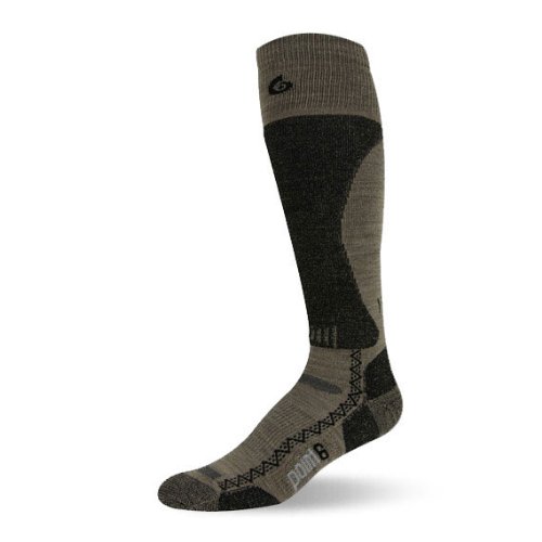 point6 Men's Boot Light Over the Calf Socks (Taupe, Large)