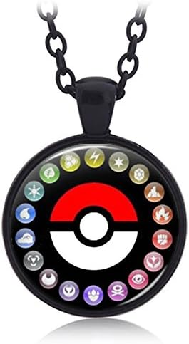 Miss Swordsman Pokeball Pokemon Pendent Mega Stone Necklace Pokemon Necklace (Black)