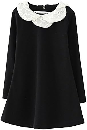 SSNF Autumn Long Sleeve Lace Floral Collar Princess Dress for Girls Black Size 4T