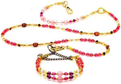 Dog Leash, Fatpet TM Pet Dog Opal Crystal Beads Collar and Leash Stainless Steel Chain Rhinestone for Puppy and Cats 2 Color