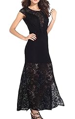 Lace Peplum Slit Vintage Floor Length Short Sleeves Polyester/Spandex  Dress