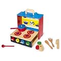 Foldable Wooden Play Kitchen with Saucepan, Ladle, Spoon, pots etc